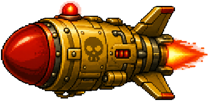 Kamikaze enemy — a gold warhead drone with a red nose