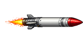A homing missile with a red warhead